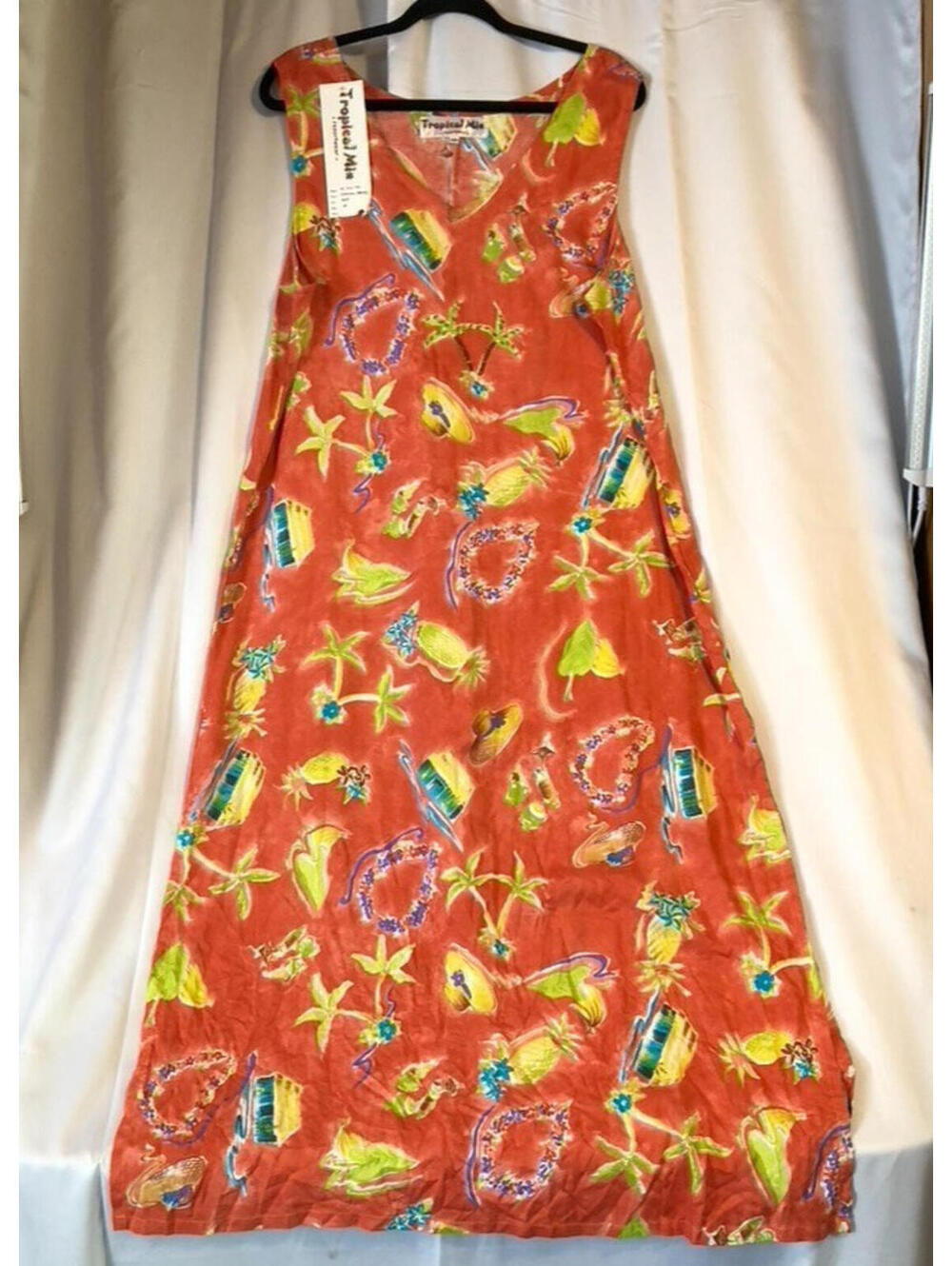Tropical Mix Resortwear Embellished Maxi Dress Orange/Multi Size 1X Beachy